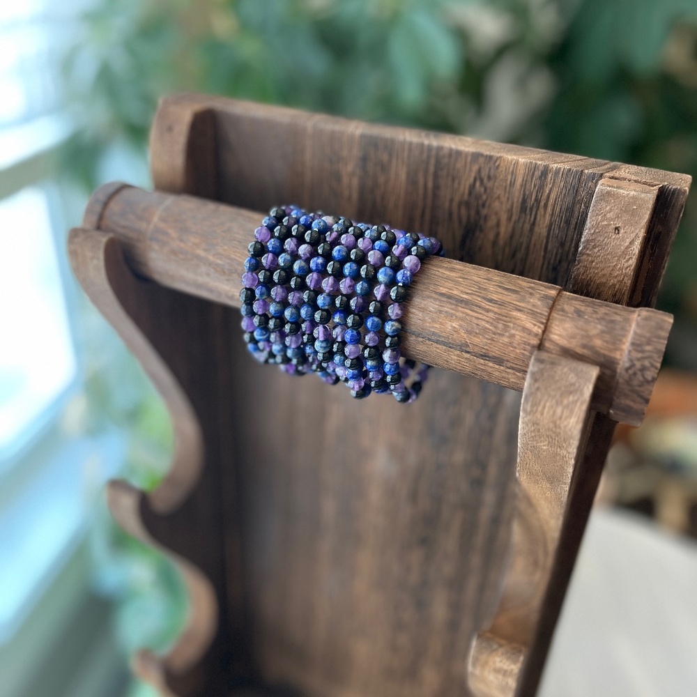 Amethyst Lapis Black Tourmaline Bracelet (one)